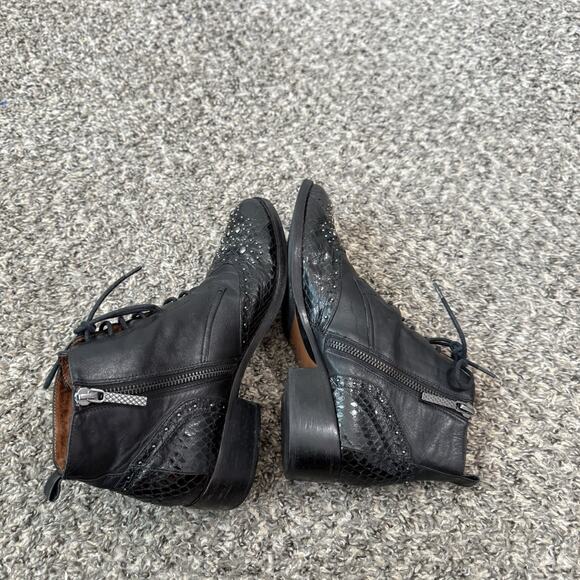 Donald J. Pliner Chukka Ankle Boots Western Studs LaceUp Zip Snakeskin Leather 8 - Picture 5 of 7